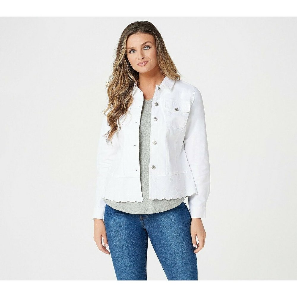 Studio by Denim & Co. Twill Jean Jacket White XS - Picture 1 of 3